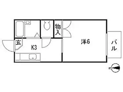 サマックスセシオン(1K/2階)の間取り写真