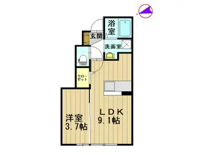 グラード高田 B(1LDK/1階)の間取り写真