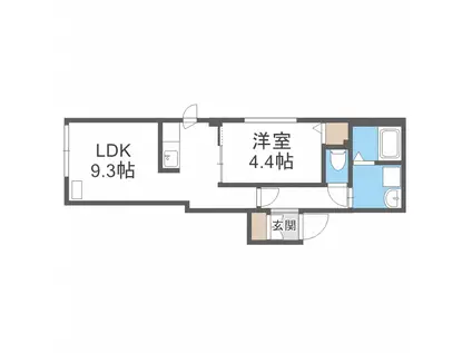 ノイすすきの東(1LDK/1階)の間取り写真
