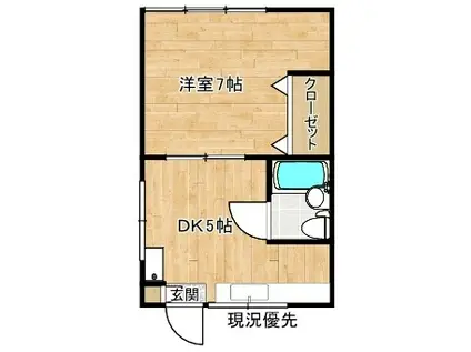 東光ハイツ(1DK/2階)の間取り写真