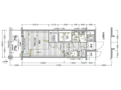 エスリード難波ザ・ファースト(1K/7階)の間取り写真
