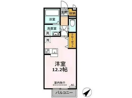 エーデルハイム浜乃木(ワンルーム/2階)の間取り写真