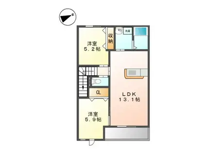 グランフルール(2LDK/1階)の間取り写真