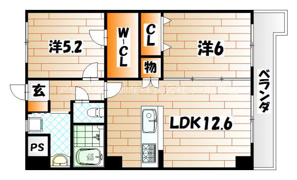 リオグランデ八幡(2LDK/5階)の間取り写真