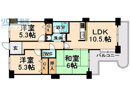 パレスエクセル新伊丹602(3LDK/6階)の間取り写真