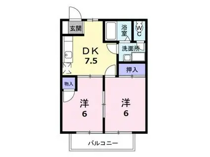 エトワール(2DK/2階)の間取り写真