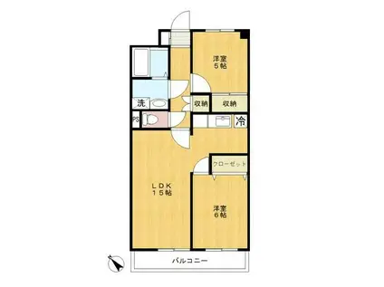 エバーグリーンいぶき野(2LDK/6階)の間取り写真