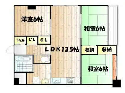 キャステル新野(3LDK/2階)の間取り写真