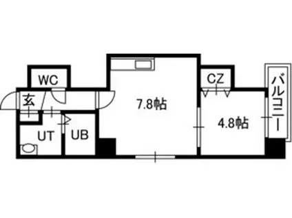 AZZURRI GARDEN 山鼻(1LDK/6階)の間取り写真