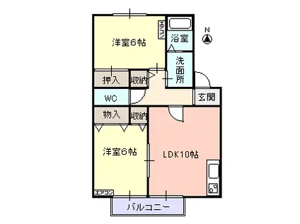 セジュール ベルリラB(2LDK/1階)の間取り写真