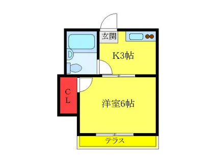 トラッドK(1K/1階)の間取り写真