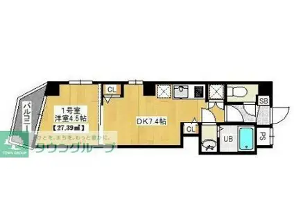 BRILLIANT・T 601(1DK/6階)の間取り写真