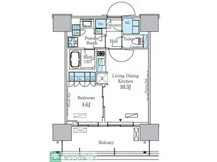 HARUMI FLAG PORT VILLAGE C棟(1LDK/7階)の間取り写真