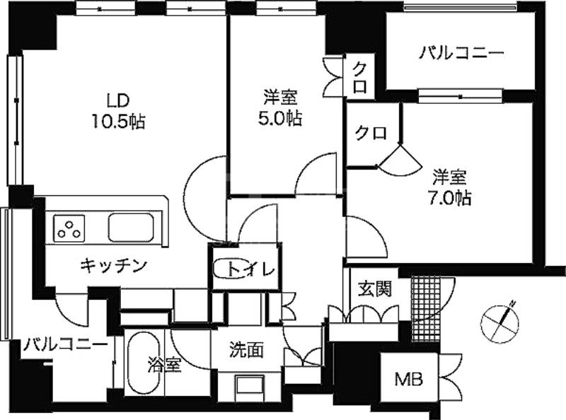 シティハウスけやき通(2LDK/5階)の間取り写真