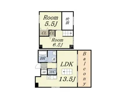 グランコート(2LDK/7階)の間取り写真