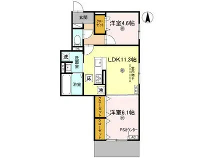 GRAMM北浜(2LDK/1階)の間取り写真