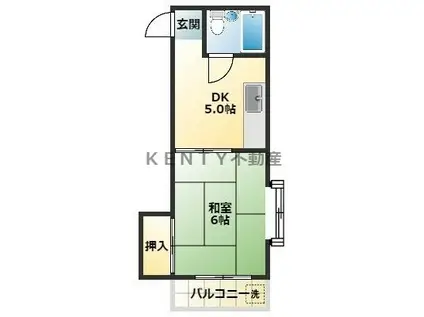 ビルタスコーポ(1DK/2階)の間取り写真