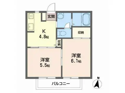 パークヴィラ(2K/2階)の間取り写真