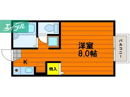 ホワイトメゾン百合(1K/2階)の間取り写真