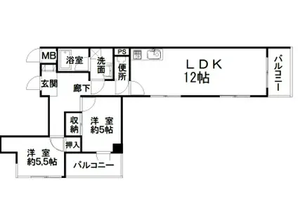 AD-HOC本町(2LDK/4階)の間取り写真