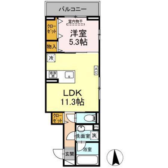 OLIVE(1LDK/3階)の間取り写真