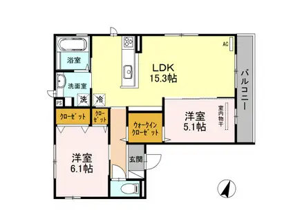 クレール桃山台(2LDK/3階)の間取り写真