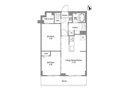 EMパレス田園調布(2LDK/1階)の間取り写真