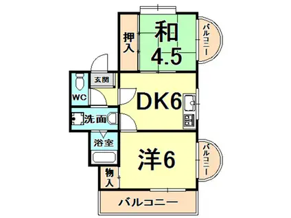 COZY西宮(2DK/1階)の間取り写真