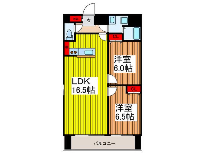 ブランコライユ(2LDK/8階)の間取り写真