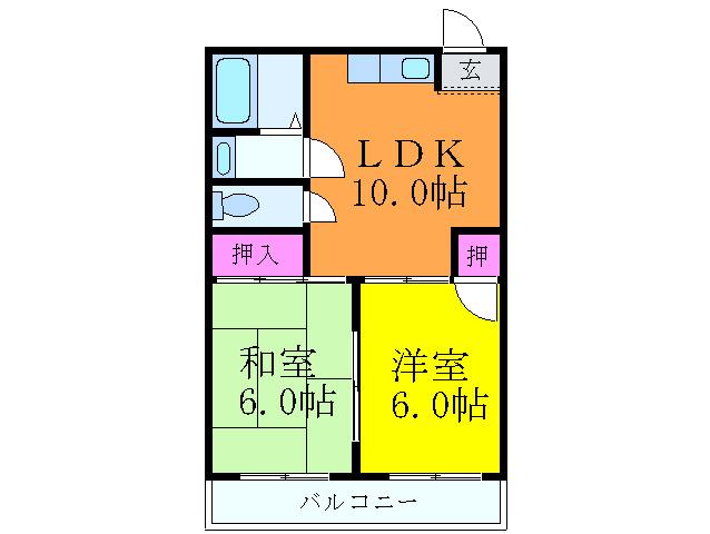 ロイヤル御崎(2LDK/1階)の間取り写真