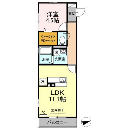 ボヌール SA(1LDK/1階)の間取り写真