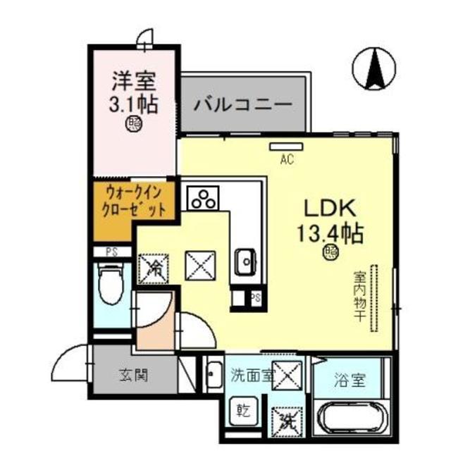 セジュール汀(1LDK/3階)の間取り写真