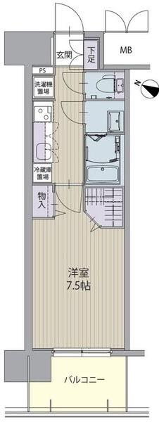 パルティール笠寺(1K/3階)の間取り写真