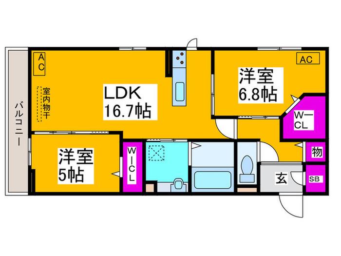 グリシーナ(2LDK/2階)の間取り写真