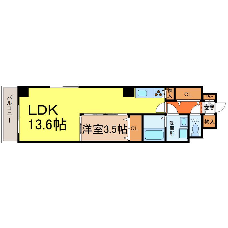 ライジング泉コートII(1LDK/5階)の間取り写真