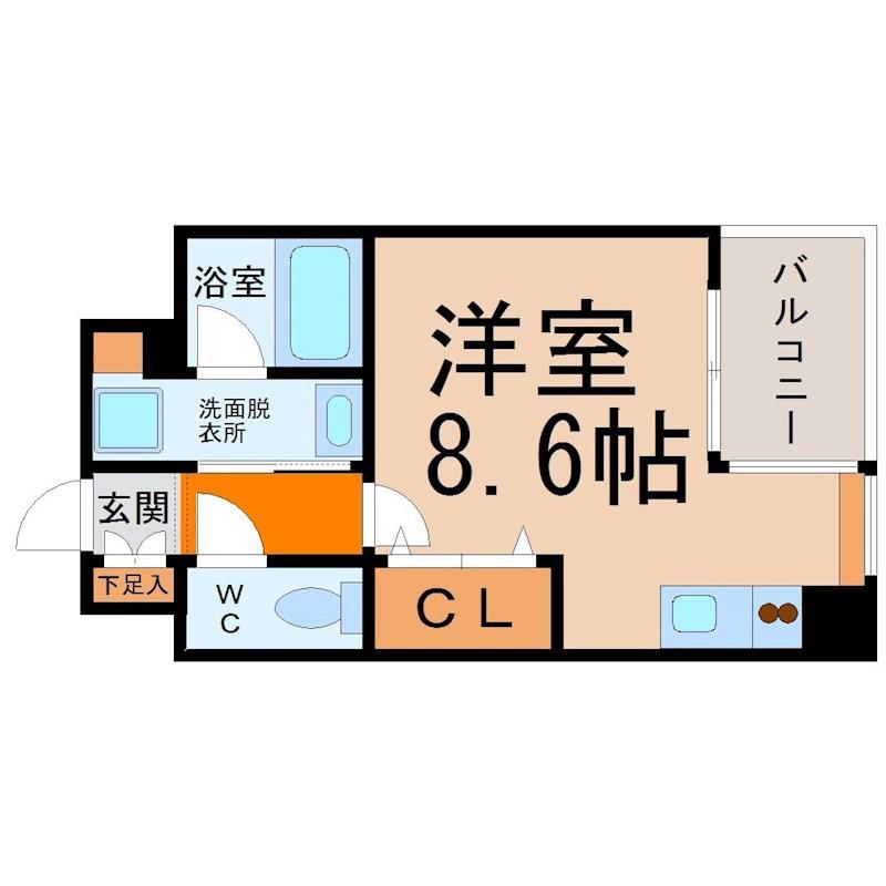 CITY SPIRE 名古屋大須(1K/8階)の間取り写真