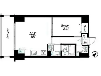 ズーム日本橋浜町(1LDK/2階)の間取り写真