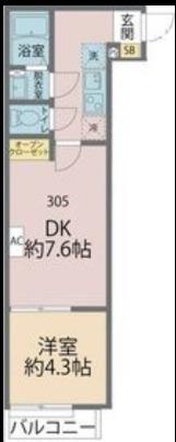 カインドネス所沢青葉台(1DK/3階)の間取り写真