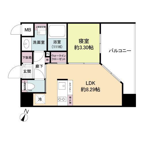 ライブフラット六甲桜口(1LDK/7階)の間取り写真