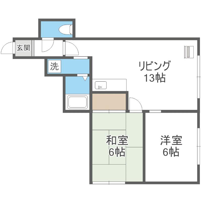 アーバン北郷(2LDK/3階)の間取り写真