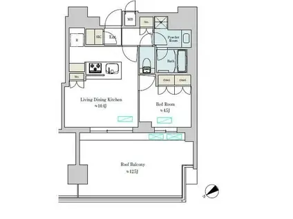ブリリアイスト大井町(1LDK/14階)の間取り写真