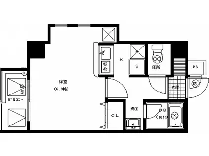 イーストクレセント(1K/3階)の間取り写真