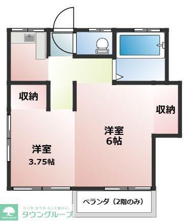 桜荘(2K/1階)の間取り写真