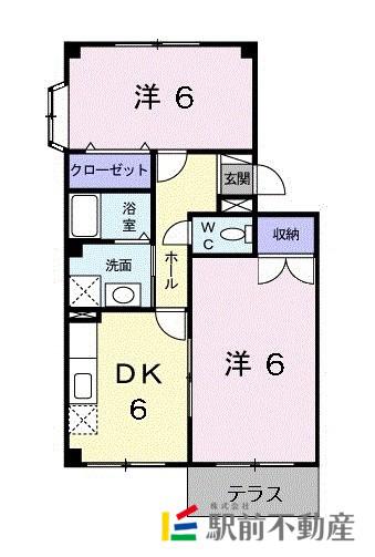 エスペランサB(2K/1階)の間取り写真