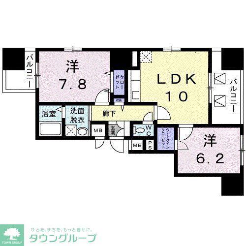 リバーサイド ガーデン(2LDK/2階)の間取り写真