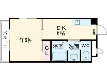 公園前ウエストハイツ(1DK/3階)の間取り写真