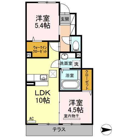 マウンテンクレストクレードル(2LDK/1階)の間取り写真