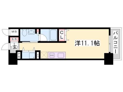 レジディア神戸磯上(ワンルーム/4階)の間取り写真