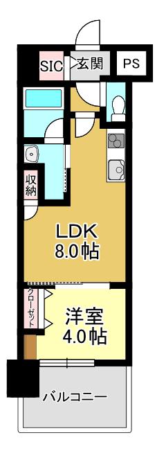 サンロージュ大分駅前(1LDK/4階)の間取り写真