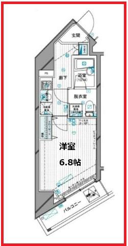 メインステージ文京小石川(1K/2階)の間取り写真